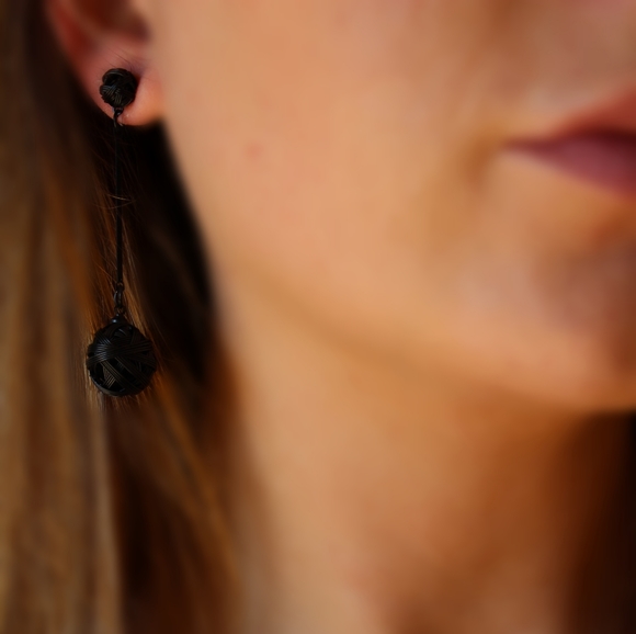 *2 for $15* Black Metal Ball Drop Earrings - Picture 4 of 4